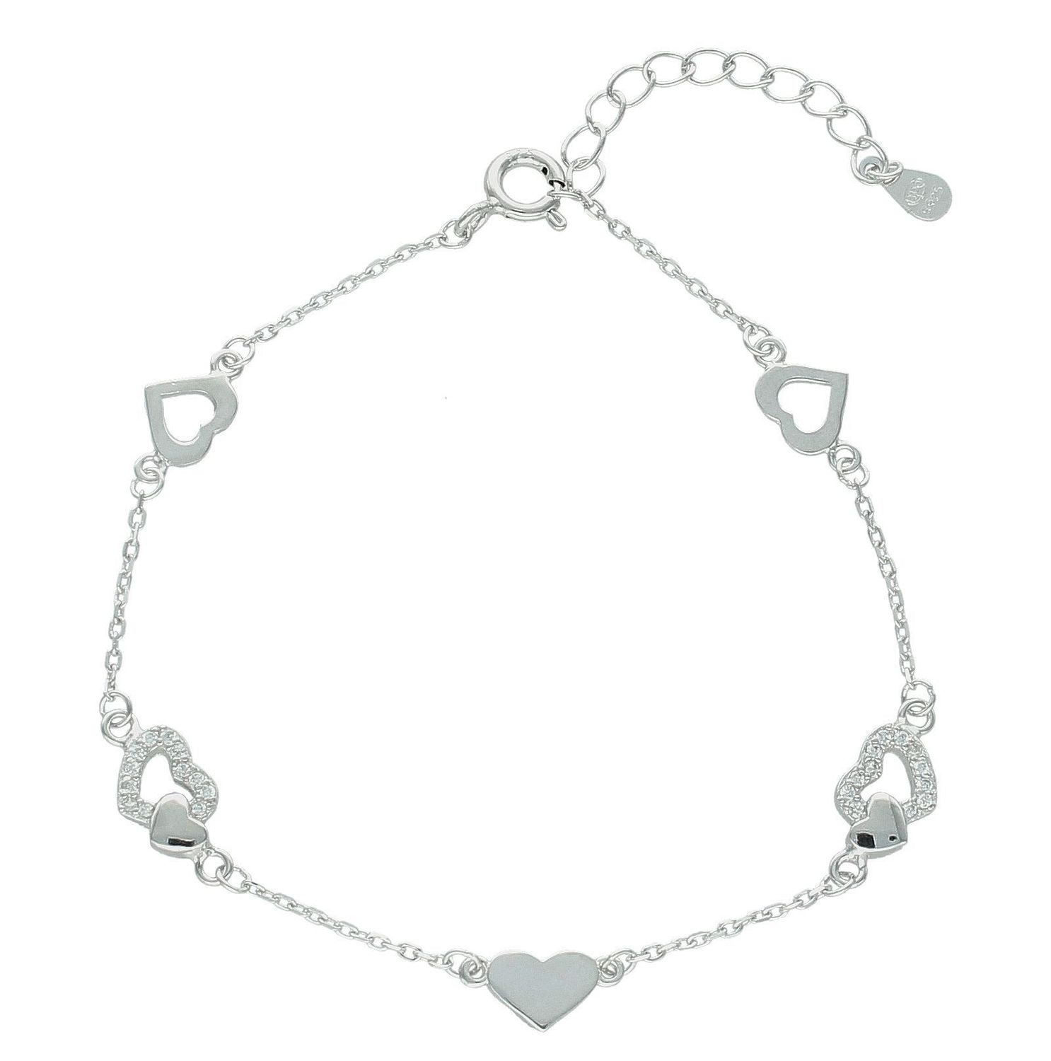 Bransoletka srebrna celebrytka serca z cyrkoniami, DIA-BRA-12445-925.jpg