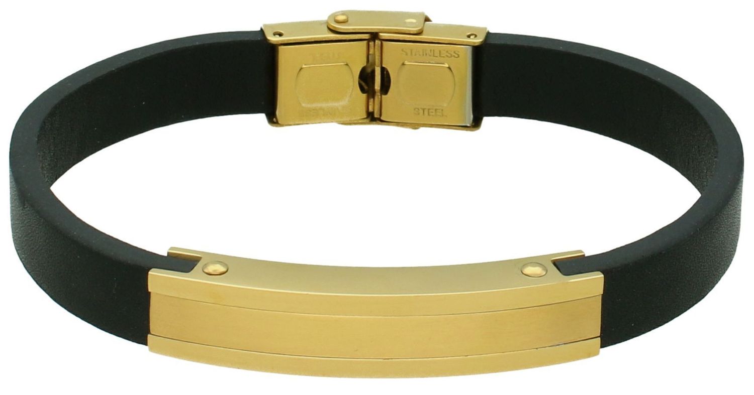 Bransoletka męska skórzana pozłacana DIA-BRA-12501-STAL Bransoletka męska skórzana z stalą szlachetną w złotym kolorze. Stalowa bransoletka z czarną skórą nadaje bransoletce charakteru.11.jpg