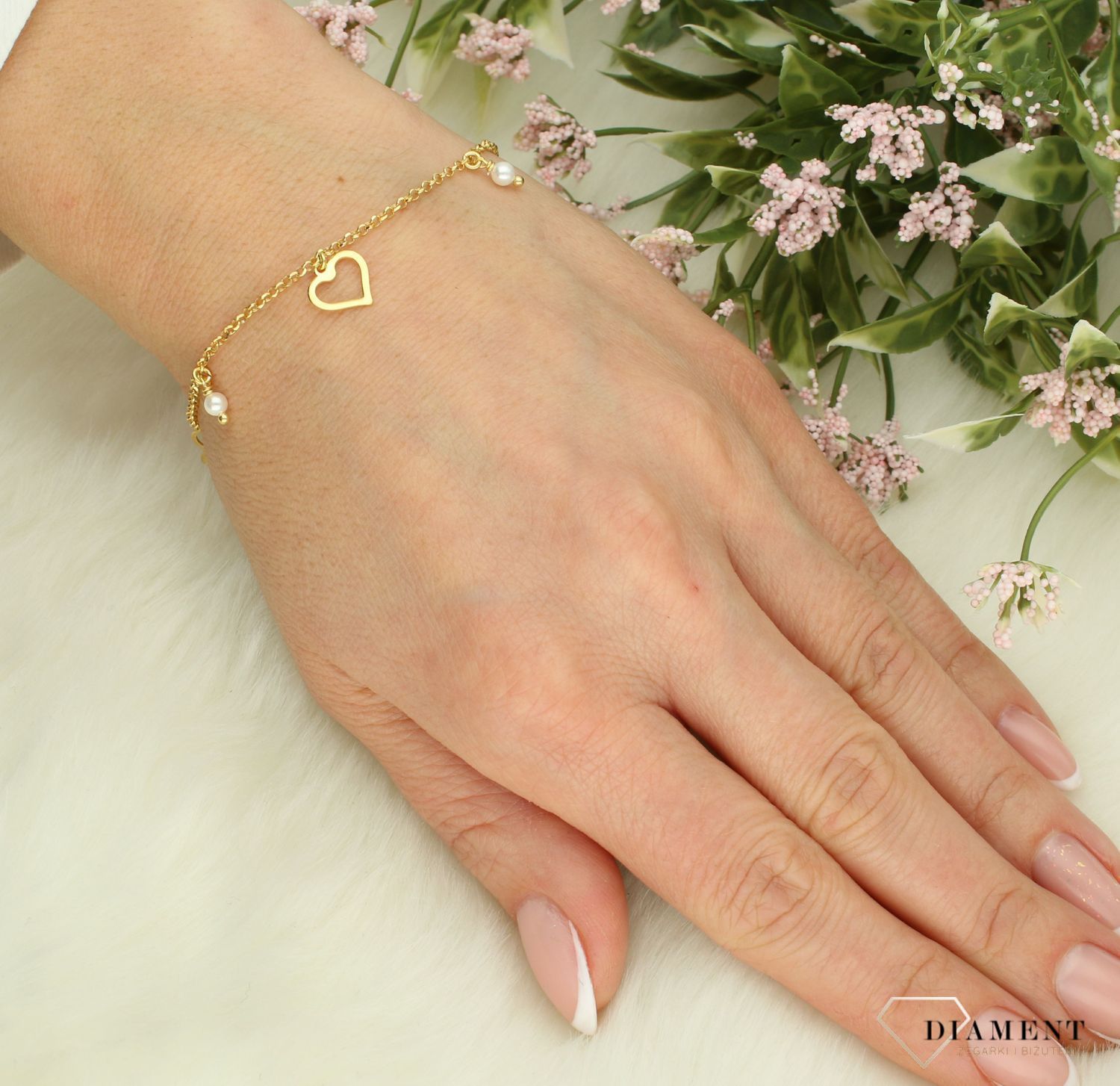 Srebrna bransoletka damska celebrytka 925 pozłacana na szczęście DIA-BRA-12511-925 (2).jpg