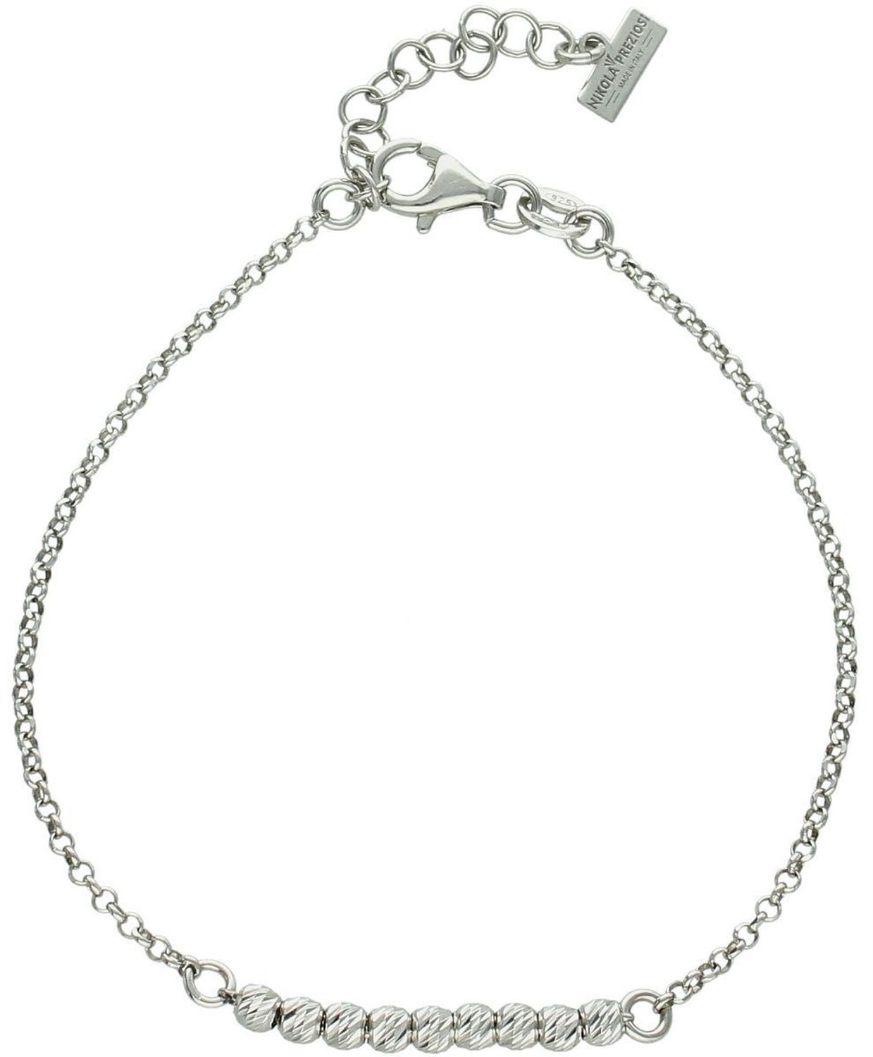 Bransoletka damska srebrna próby 925 z ozdobnymi kuleczkami. Długość 17 + 3 cm, waga 1,80 g, zapięcie na karabińczyk. Model DIA-BRA-12528-925 – subtelna i stylowa ozdoba na każdą okazję.1.jpg