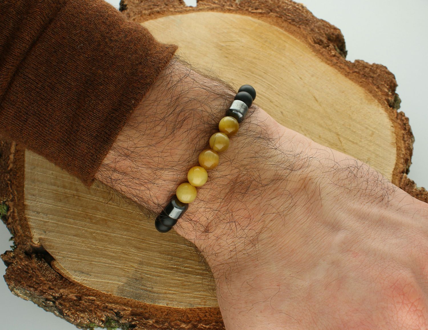 Bransoletka onyks,tygrysie oko bursztynowe DIA-BRA-12552-INNE Bransoletka na gumce to biżuteria cechująca się oryginalnością i wygodą, która zachwyci każdą kobietę. Oryginalny pomysł na prezent.11.jpg