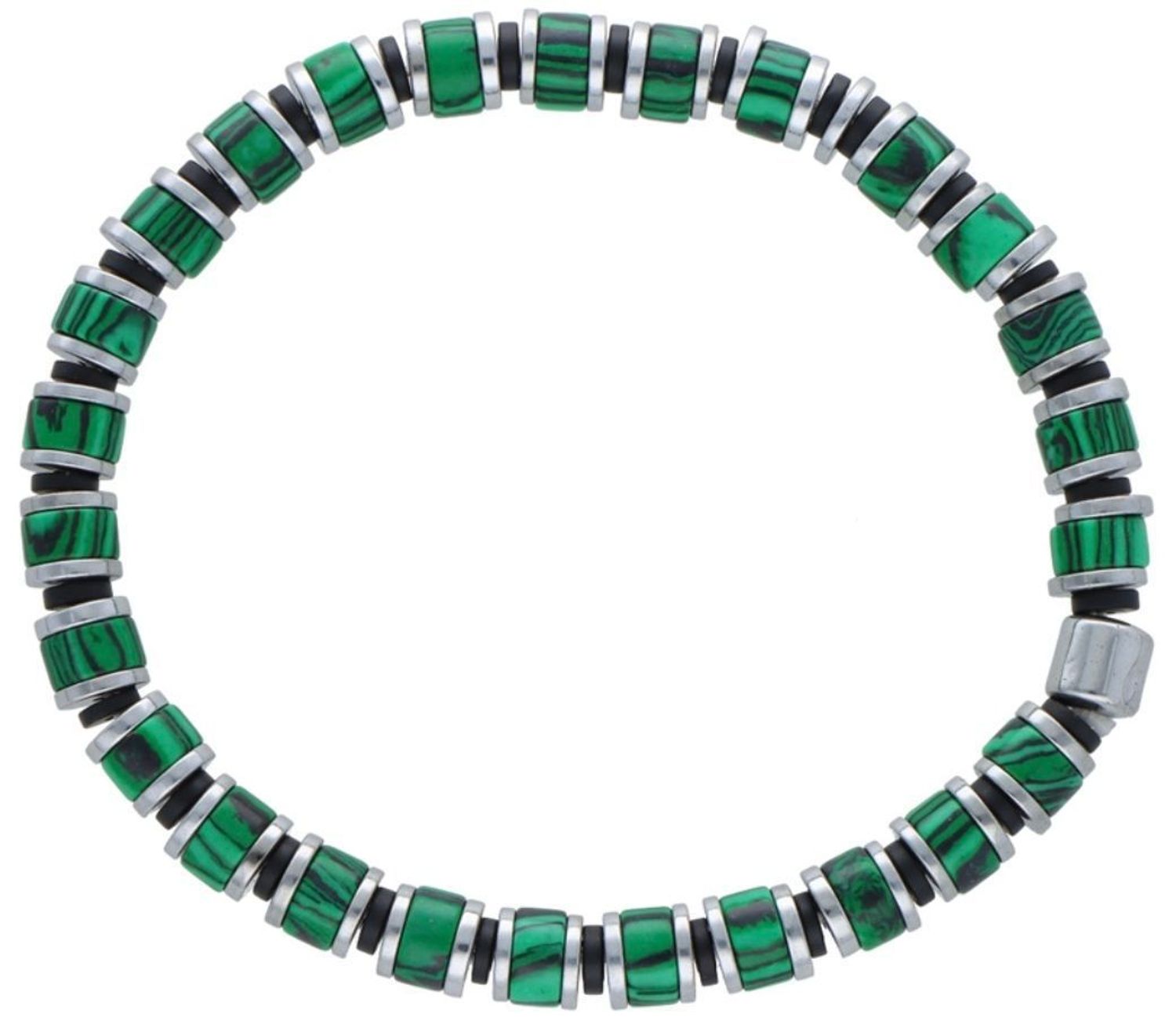 Bransoletka malachit DIA-BRA-12556-INNE Bransoletka na gumce to biżuteria cechująca się oryginalnością i wygodą, która zachwyci każdą kobietę. Oryginalny  pomysł na prezent.1.jpg