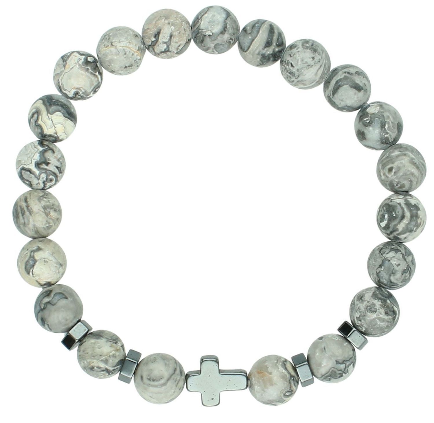 Bransoletka jaspis picasso DIA-BRA-12564-INNE Bransoletka na gumce to biżuteria cechująca się oryginalnością i wygodą, która zachwyci każdą kobietę. Oryginalny  pomysł na prezent.111.jpg