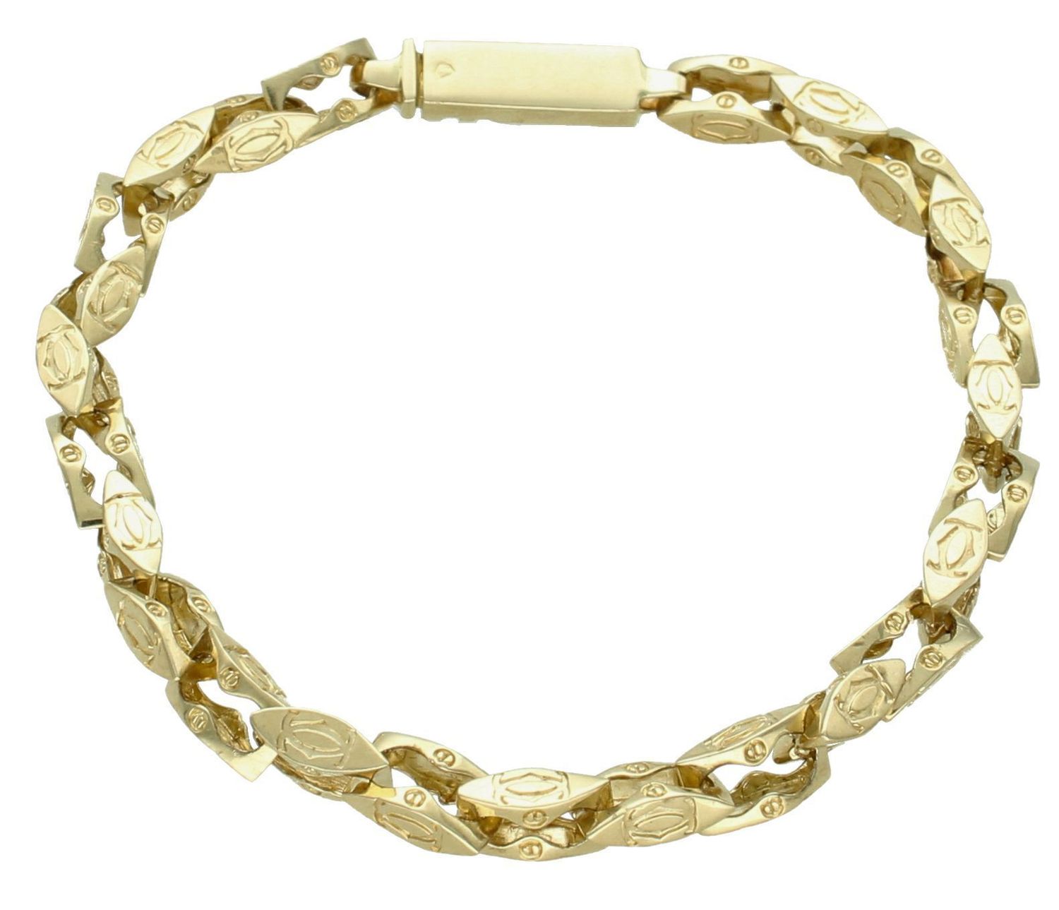 Bransoletka damska złota próba 585, DIA-BRA-12648-585 Złota bransoletka wykonana z 14 karatowego żółtego złota. Bransoletka to idealny pomysł na prezent. Złota bransoletka z owalnymi ogniwkami1.jpg