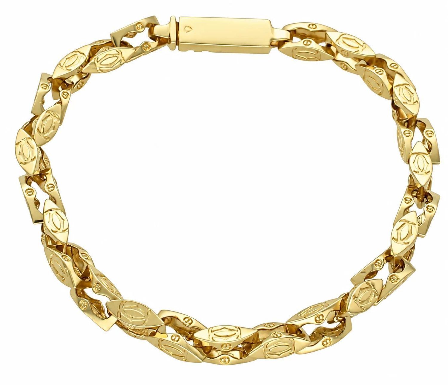 Złota bransoletka męska 585 Chanelka z motywem CC i gwoździa Cartier – 14Kdf.jpg