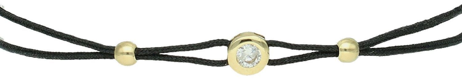 Złota bransoletka na czarnym sznurku z cyrkonią próba 585, DIA-BRA-12675-585.jpg