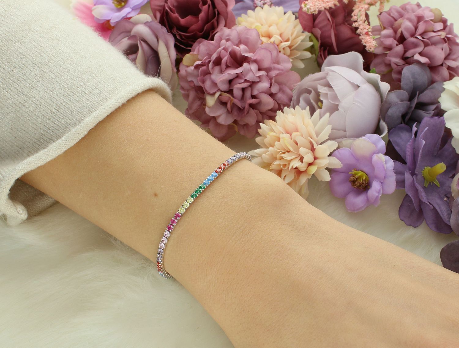 Bransoletka srebrna kolorowe cyrkonie pr 925, DIA-BRA-12676-925 Bransoletka wykonana z najwyższej jakości srebra. Idealny pomysł na prezent dla każdej kobiety. 1.jpg