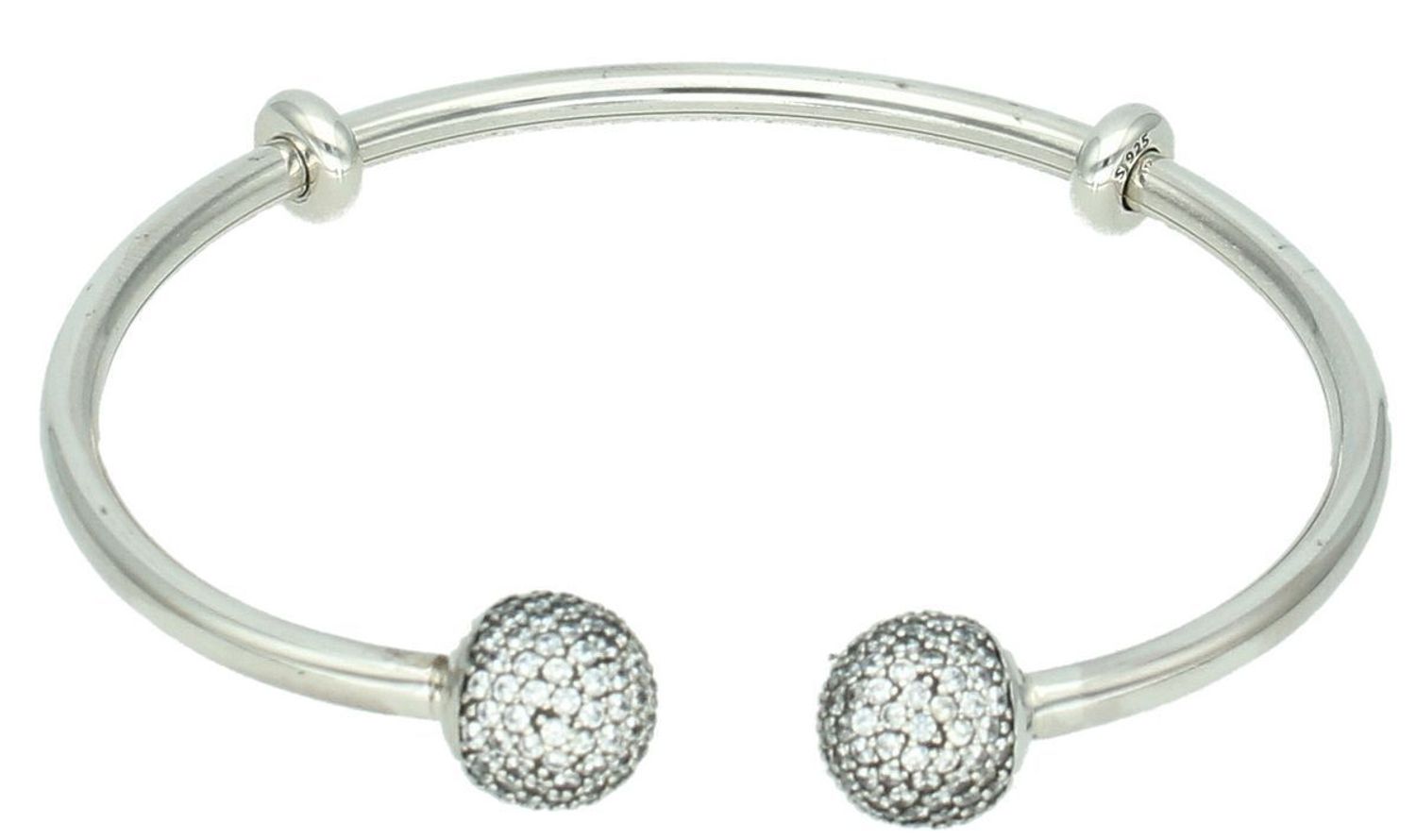 Bransoletka srebrna sztywna pandorka z ozdobnymi kuleczkami z cyrkonią DIA-BRA-12708-925. Efektowna bransoletka wykonana jest z niezwykłą starannością i dbałością o każdy szczegół. Bransoletka 1.jpg