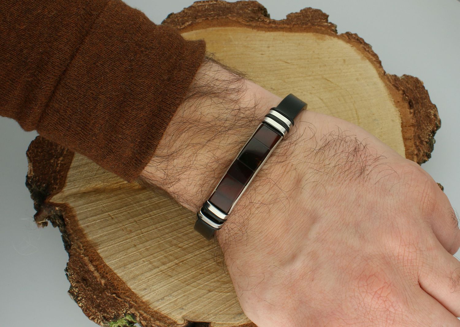 Pierścionek srebrny owalny labradoryt pr 925, DIA-BRA-12713-STAL  Bransoletka wykonana ze skóry oraz ozdobiona stalową blaszką w srebrnym kolorze idealną pod grawer. Idealny pomysł na prezent 1.jpg