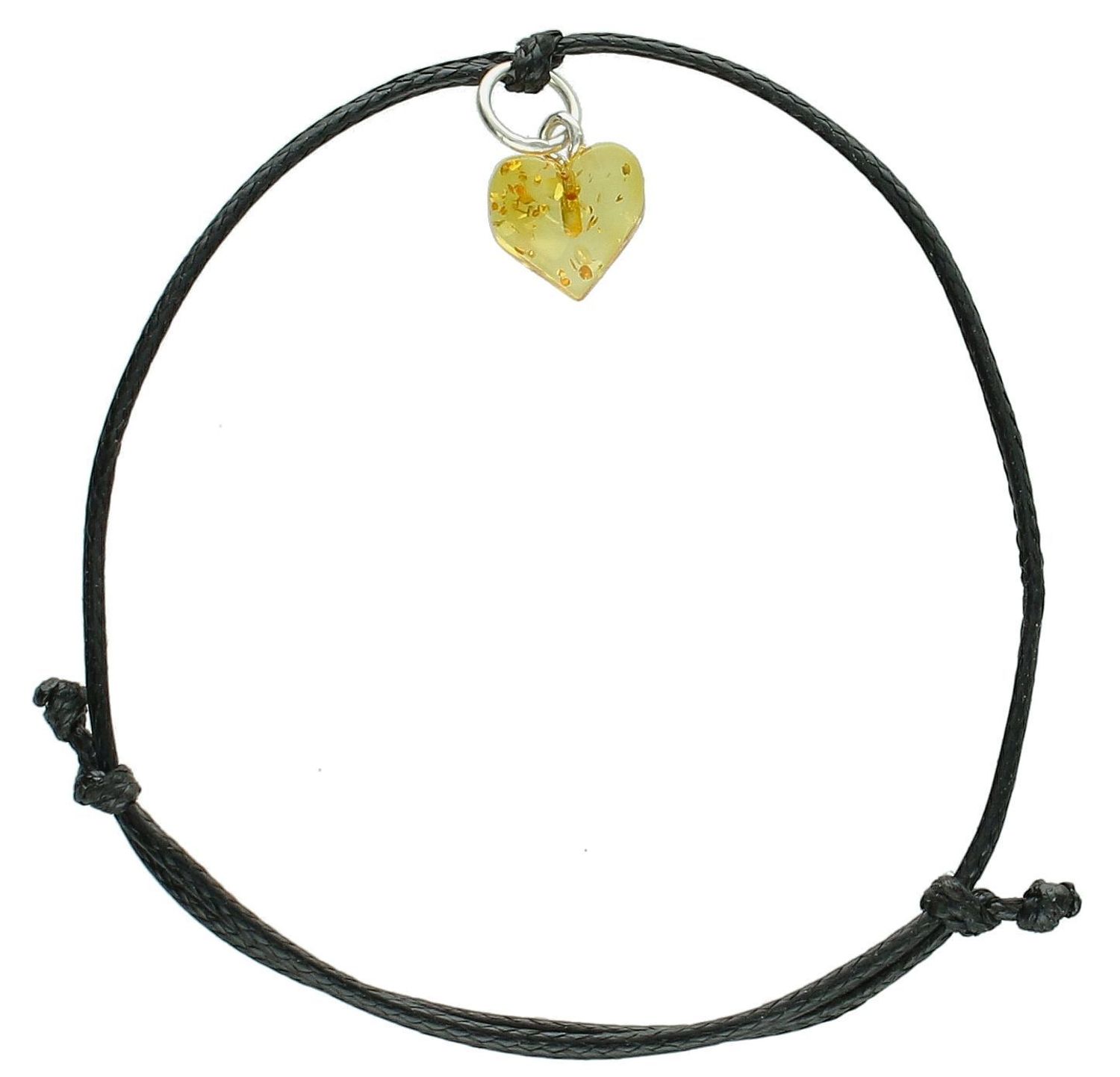 Bransoletka na sznureczku serce z bursztynu pr 925, DIA-BRA-12722-925 Ag.jpg