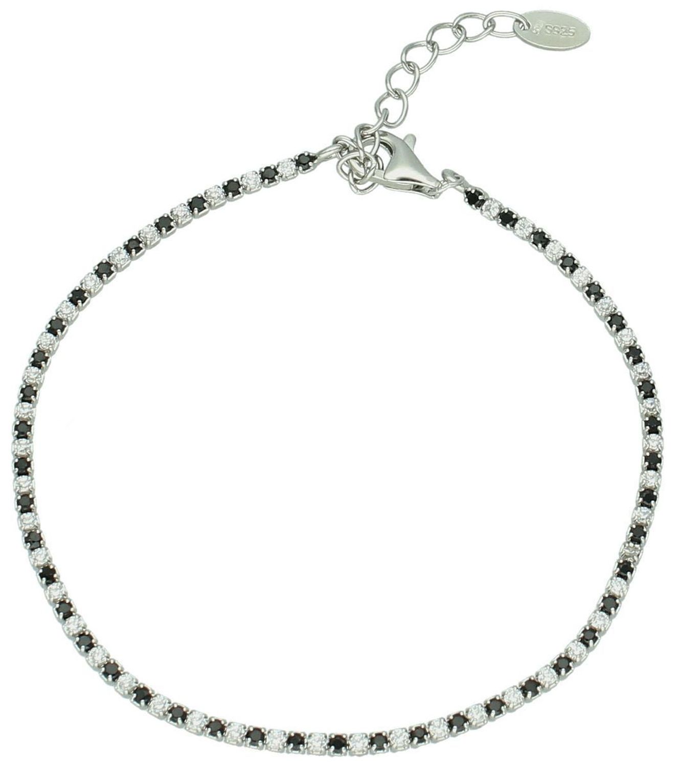 Bransoletka damska srebrna próba 925 zdobiona białą i czarną cyrkonią DIA-BRA-12826-925 Zainwestuj w ponadczasową jakość i olśniewający design, który nigdy nie wychodzi z mody.1.jpg