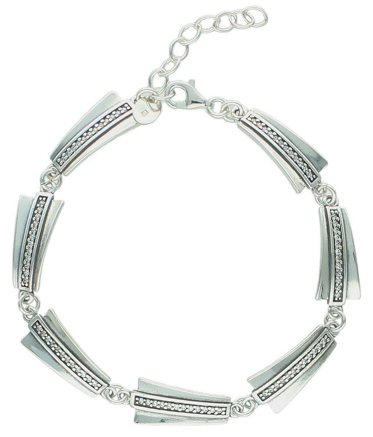 Bransoletka srebrna blaszki z cyrkonią pr 925, DIA-BRA-12835-925 Bransoletka wykonana z najwyższej jakości srebra. Idealny pomysł na prezent dla każdej kobiety. 1.jpg