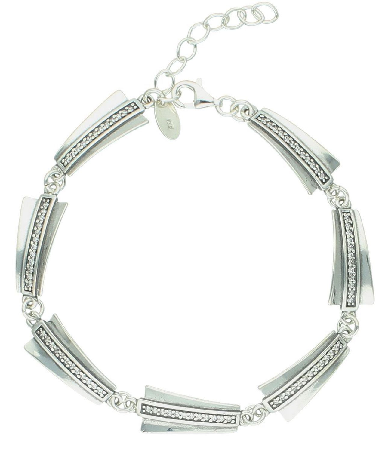 Bransoletka srebrna blaszki z cyrkonią pr 925, DIA-BRA-12835-925 Bransoletka wykonana z najwyższej jakości srebra. Idealny pomysł na prezent dla każdej kobiety. 1.jpg