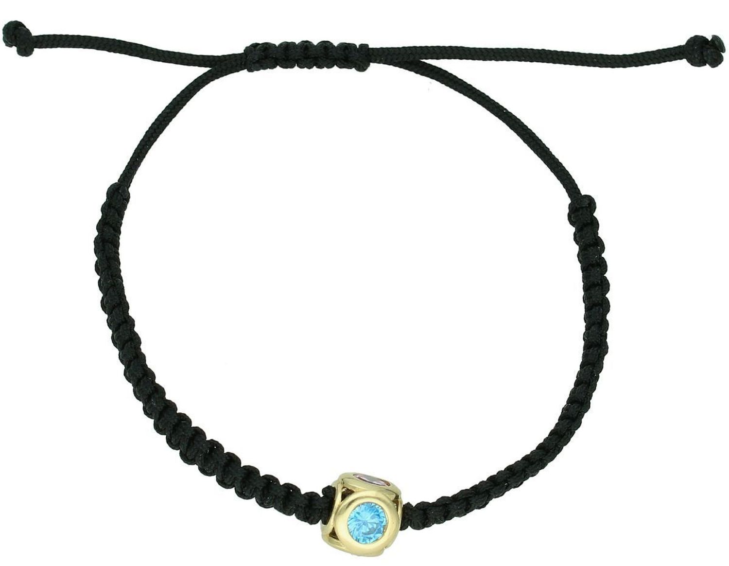 Bransoletka na czarnym sznureczku charms z cyrkoniami kolorowymi próba 585, DIA-BRA-12932-585 Nowoczesna i pełna uroku – ta subtelna bransoletka łączy w sobie szlachetność złota próby 585 1.jpg