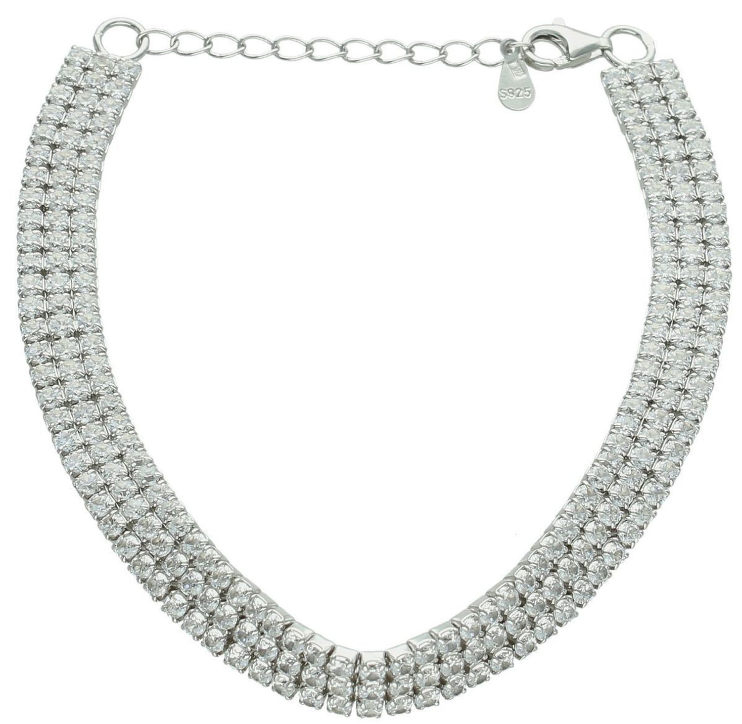 Bransoletka damska srebrna próba 925 z trzema rzędami cyrkonii. Długość 17 cm + 3 cm regulacji, szerokość 7 mm, zapięcie na karabińczyk. Kup teraz w sklepie Diament.1.jpg