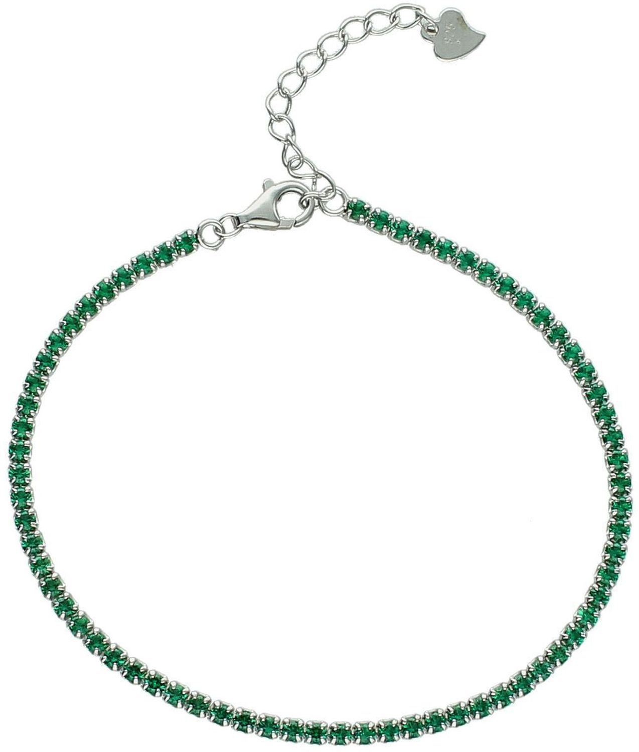 Bransoletka srebrna 925 tenisowa z zielonymi cyrkoniami. Długość 17+3 cm, zapięcie na karabińczyk. Klasyczna, kobieca i pełna uroku.1.jpg