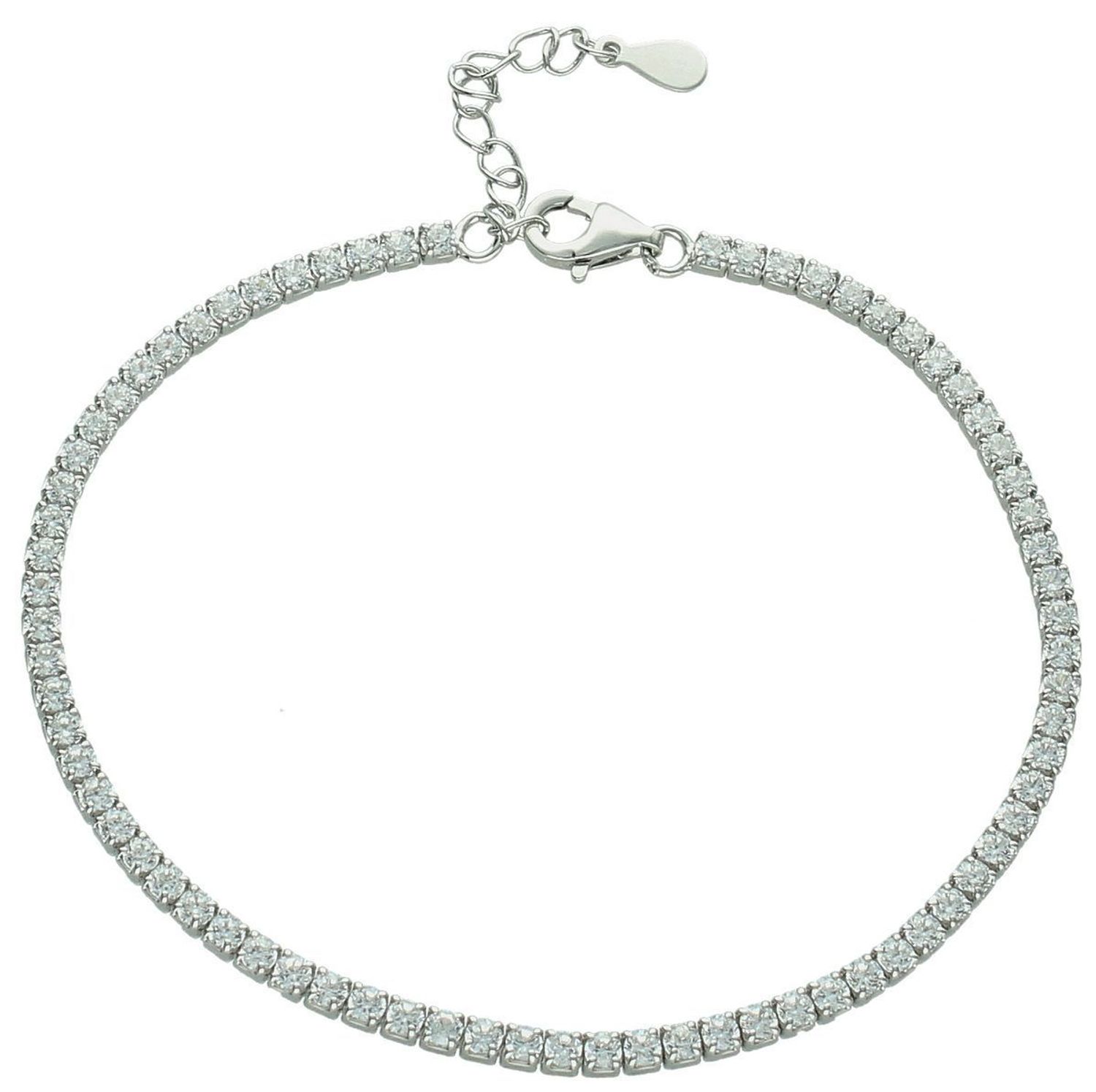 Stylowa srebrna bransoletka damska z cyrkoniami. Próba 925, długość 16,5 + 3,5 cm, klasyczne zapięcie na karabińczyk. Model DIA-BRA-13102-925 – subtelny blask i elegancja każdego dnia.1.jpg