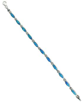 Bransoletka damska srebrna próby 925, model DIA-BRA-13105-925. Zdobiona niebieskim opalem syntetycznym, długość 18 cm, szerokość 4 mm, waga 8,00 g. Zapięcie na karabińczyk.1.jpg