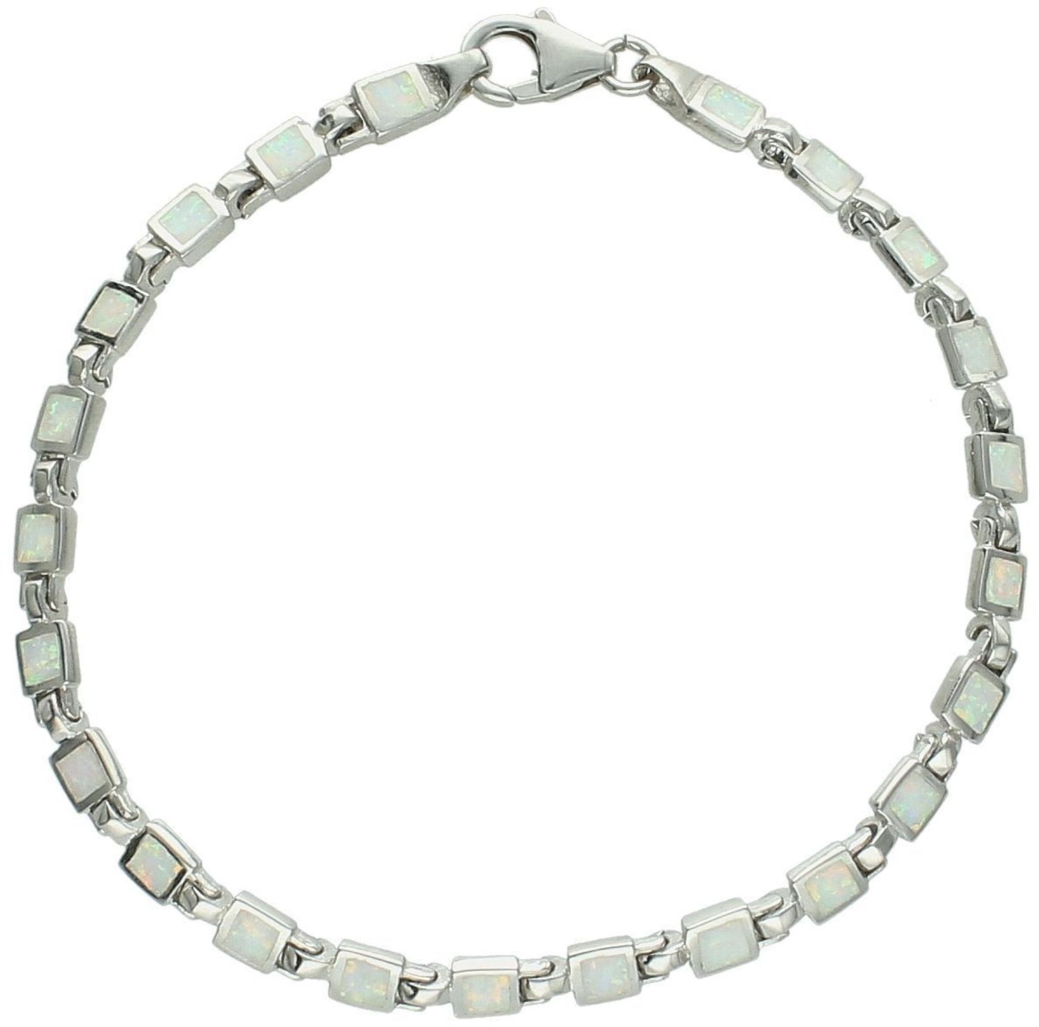 Srebrna bransoletka damska próba 925, zdobiona syntetycznym opalem. Długość 19 cm, szerokość 4 mm, zapięcie na karabińczyk. Elegancka i delikatna. Kup teraz!11.jpg