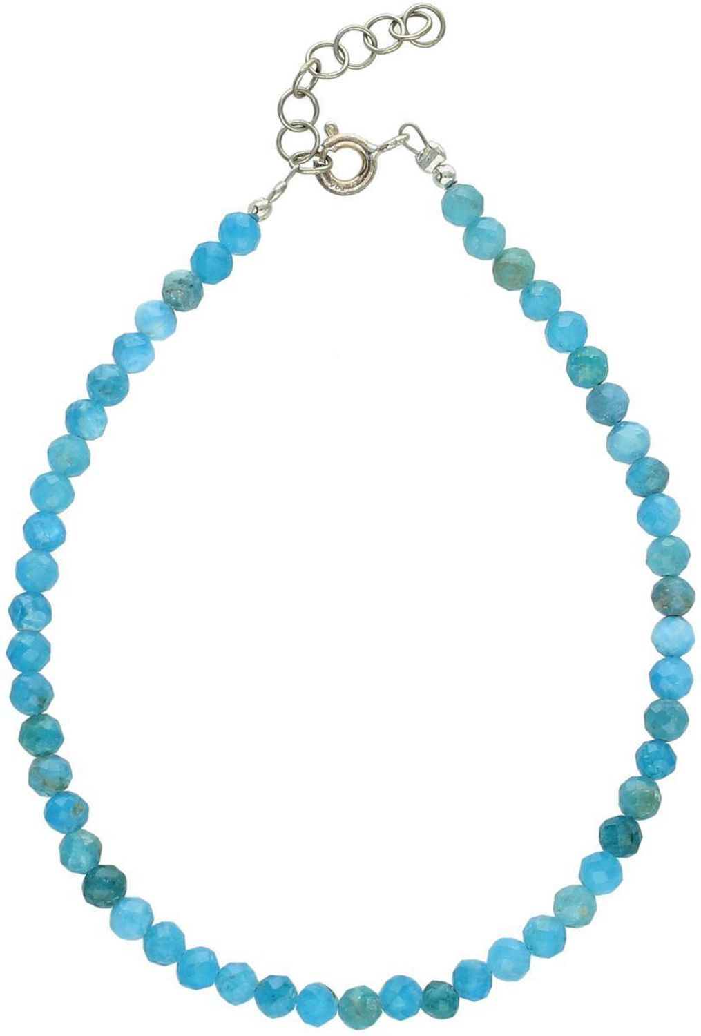 Delikatna bransoletka srebrna 925 z naturalnym apatytem w kolorze niebieskim. Długość 18,5+2 cm, zapięcie na karabińczyk. Elegancka i kobieca.1.jpg