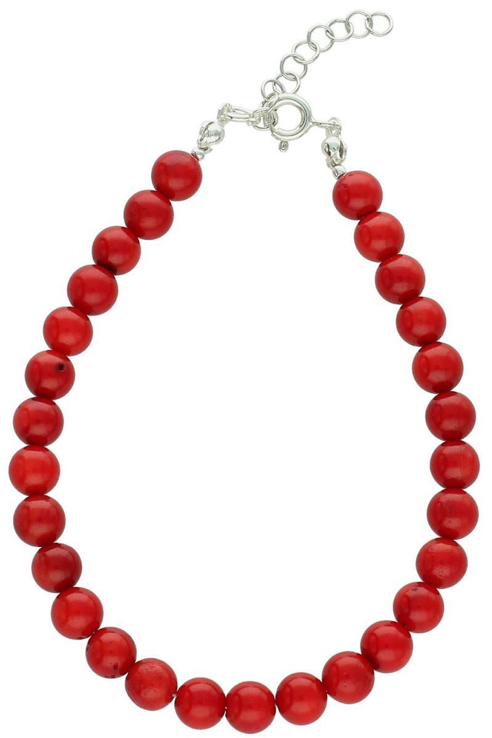 Bransoletka srebrna próby 925 z naturalnym koralem 6 mm. Długość 19+3 cm, zapięcie na karabińczyk. Elegancka i kobieca biżuteria z kamieniami.1.jpg