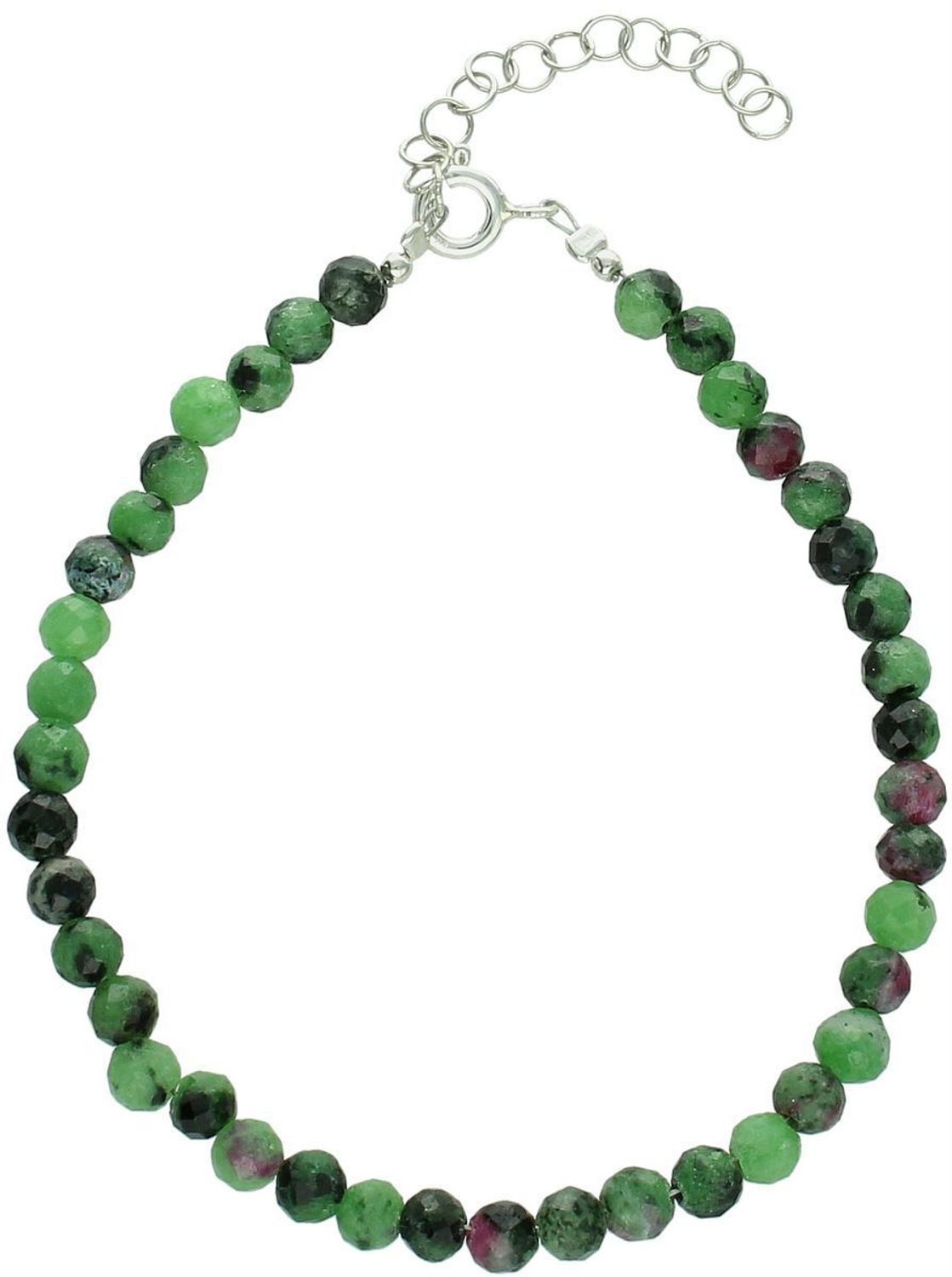 Bransoletka damska srebrna 925 z kamieniami naturalnymi zoisyt z rubinem. Długość 18 cm + 4 cm, kamienie 4 mm, waga 5,60 g. Elegancka, naturalna biżuteria z duszą.1.jpg