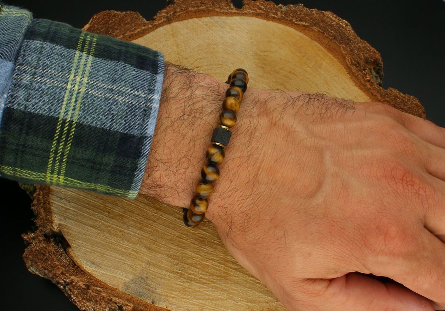 Bransoletka męska z naturalnych kamieni tygrysie oko  DIA-BRA-13242-INNE bra.jpg