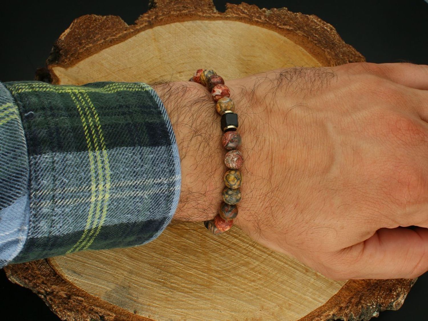 Bransoletka męska z jaspisu leopardziego DIA-BRA-13245-INNE  Siła i styl natury bra.jpg