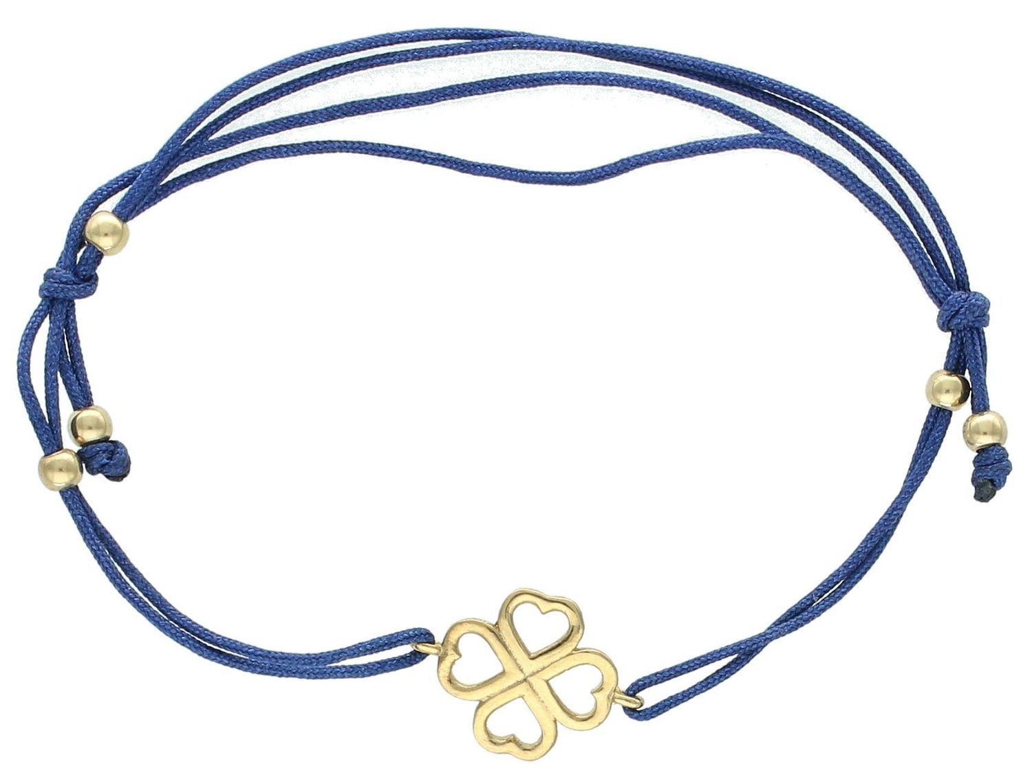 Bransoletka celebrytka sznureczek koniczynka pr 333, DIA-BRA-1328-333 Bransoleta złota z granatowym sznurkiem to bardzo modny, nowoczesny akcent dla kobiet lubiących podkreślać swoją indywidualność1.jpg