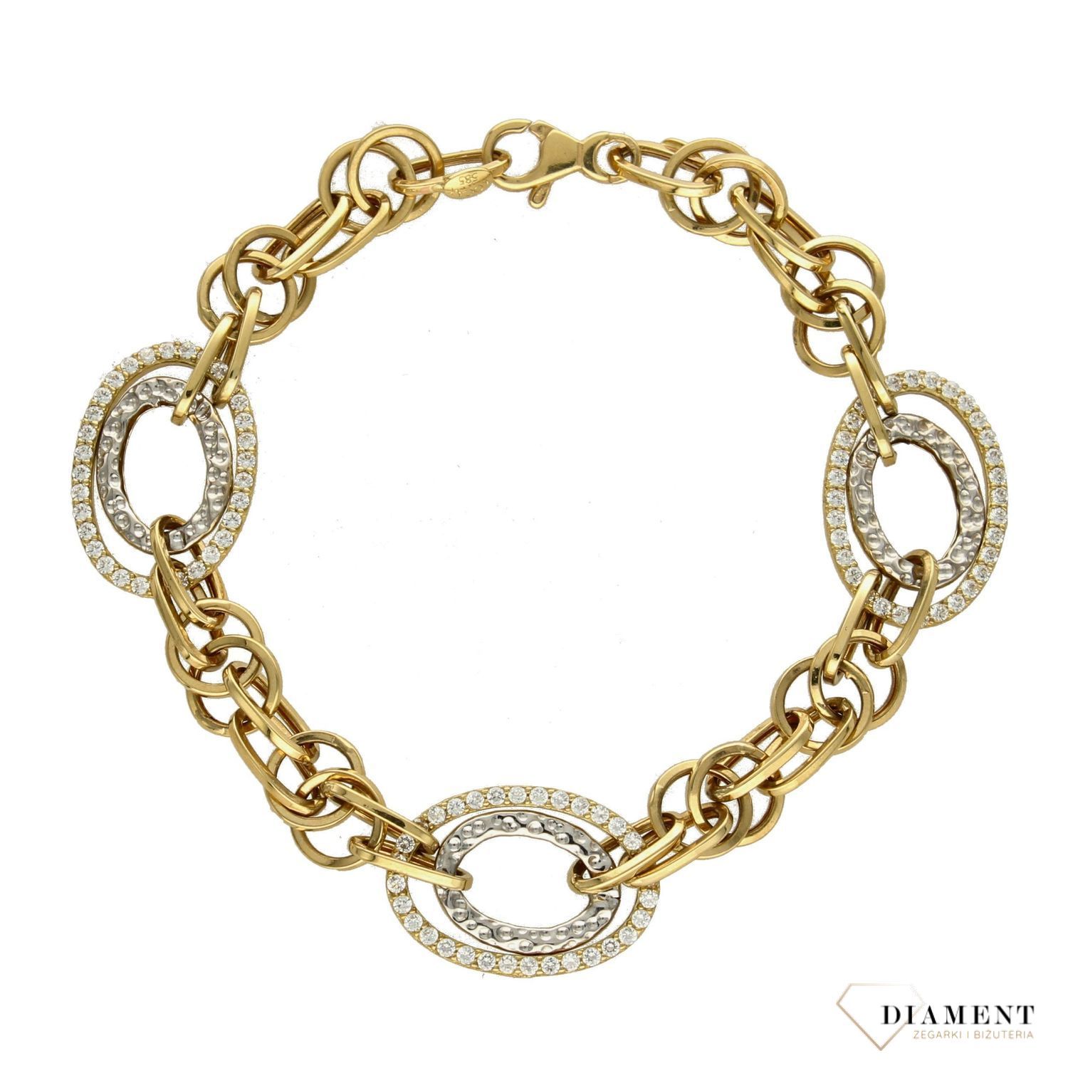 Złota bransoletka damska ogniwka 585 białe i żółte złoto DIA-BRA-1329-585. Złote Bransoletki Damskie w Sklepie z Biżuterią zegarki-diament.pl✓Piękne i Eleganckie Bransoletki dla Kobiet✓..jpg