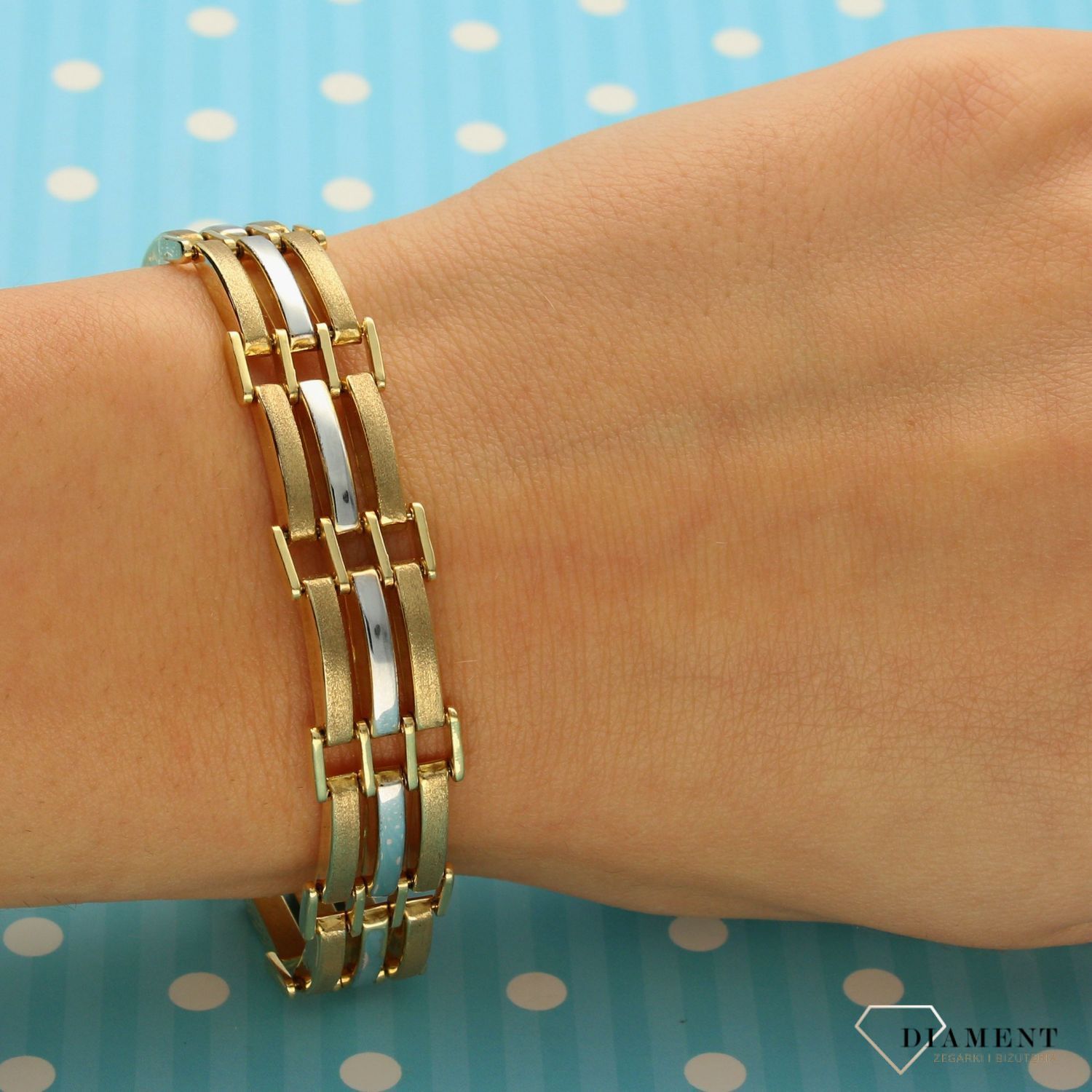 Złota bransoletka damska 585 'eleganckie prostokąty' DIA-BRA-1331-585  to szeroka bransoletka dla kobiety, ✓Złote Bransoletki Damskie w Sklepie z Biżuterią zegarki-diament.pl✓Piękne i Eleganckie Bransoletki dla .jpg