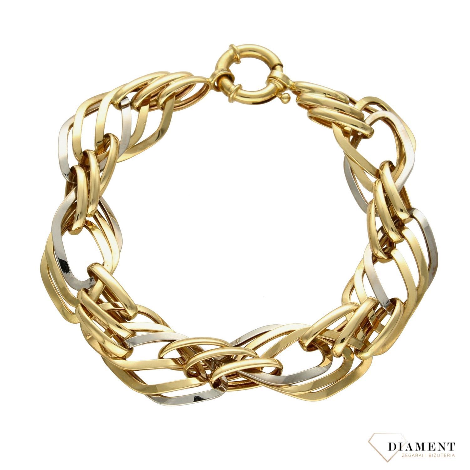 Złota bransoletka damska małe i duże ogniwka 585 białe żółte i złoto DIA-BRA-1332-585 ✓Złote Bransoletki Damskie w Sklepie z Biżuterią zegarki-diament.pl✓ ..jpg