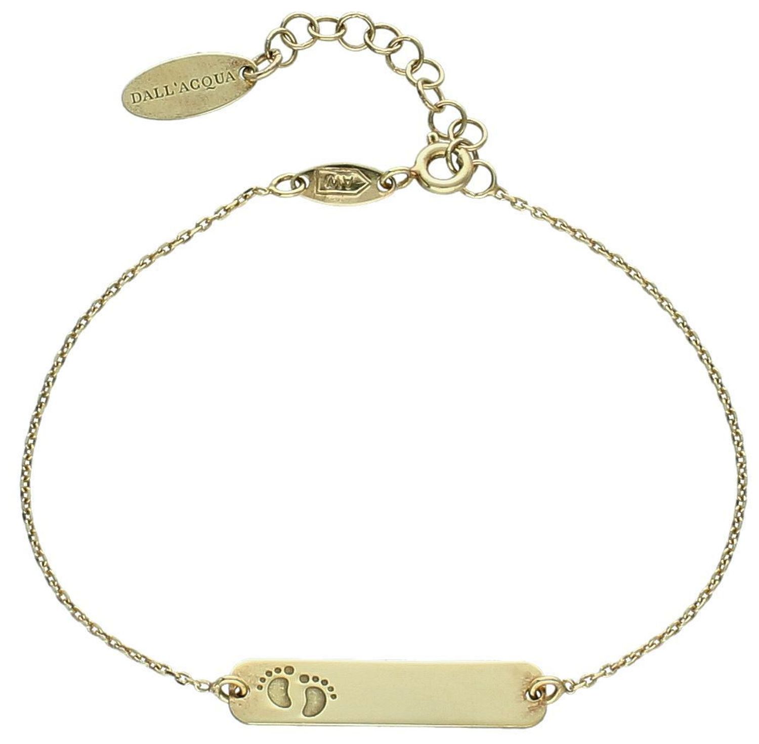 Elegancka bransoletka srebrna damska pozłacana próby 925 z blaszką w kształcie stópki. Długość 17 cm + 3 cm, zapięcie na karabińczyk, lekka i subtelna biżuteria idealna na prezent.1.jpg