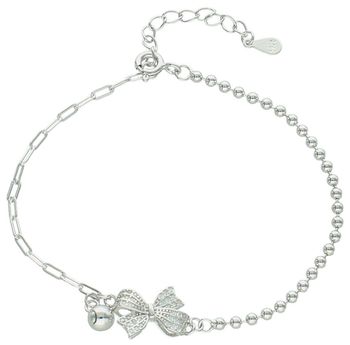 Srebrna bransoletka damska próby 925 z kokardką zdobioną cyrkoniami. Model DIA-BRA-13347-925 – kobieca elegancja, delikatność i styl. Idealna na prezent!1.jpg