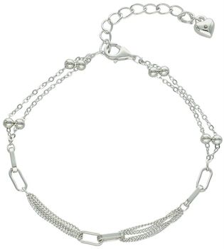 Damska bransoletka ze srebra 925 z delikatnymi łańcuszkami i ozdobnymi kuleczkami. Długość 17 + 4 cm, zapięcie na karabińczyk, waga 3,50 g. Model DIA-BRA-13351-9251.jpg