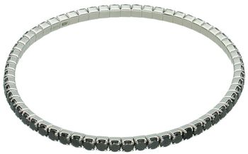 Elegancka damska bransoletka tenisowa DIA-BRA-13356-925 ze srebra próby 925, zdobiona czarnymi cyrkoniami. Na gumce, obwód 17 cm, szerokość 3 mm, waga 6,90 g.1.jpg
