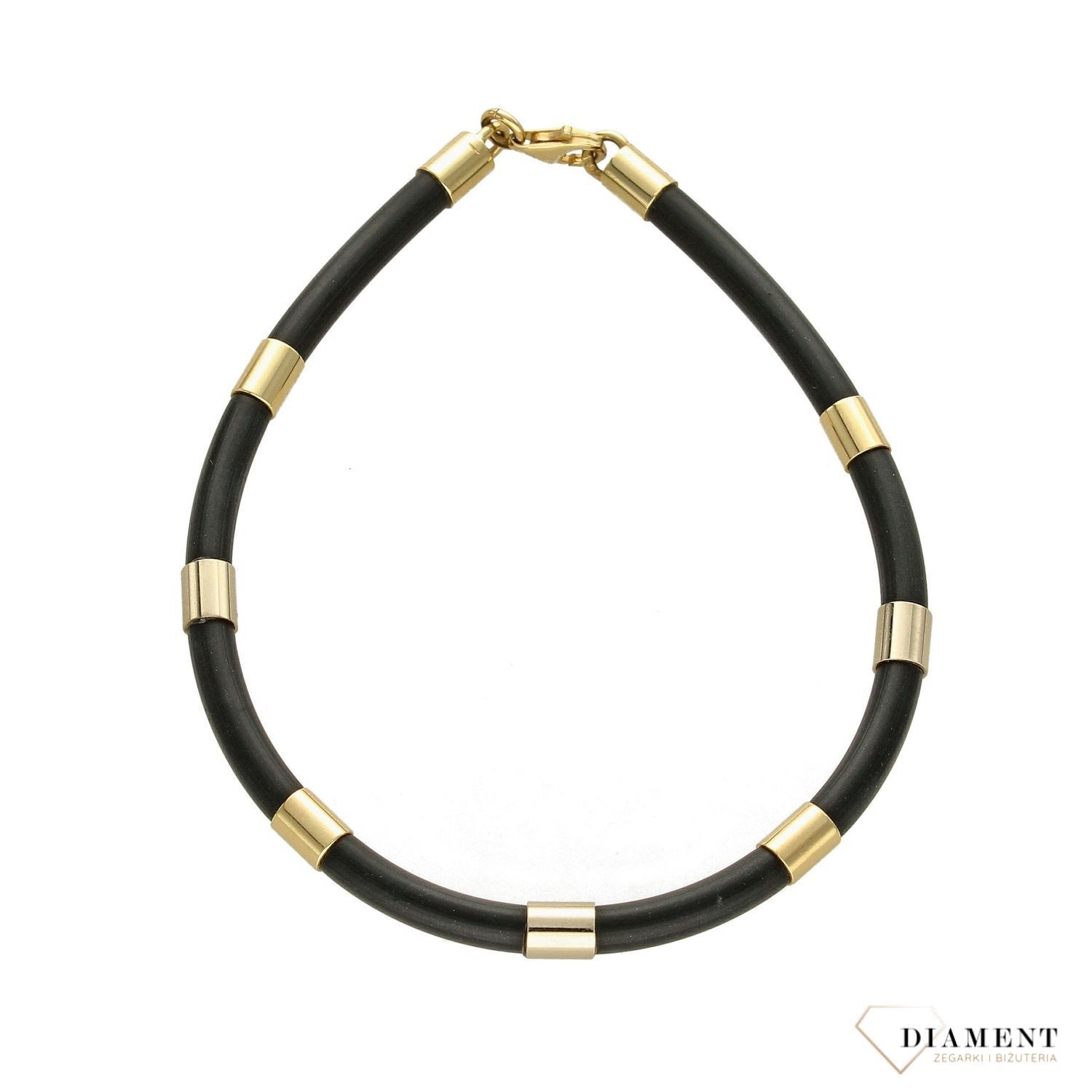 Złota bransoletka męska blaszki 585 kauczuk DIA-BRA-1336-585. Złote Bransoletki męskie w Sklepie z Biżuterią zegarki-diament.pl to idealny pomysł na prezent dla wyjątkowych mężczyzn. (2).jpg