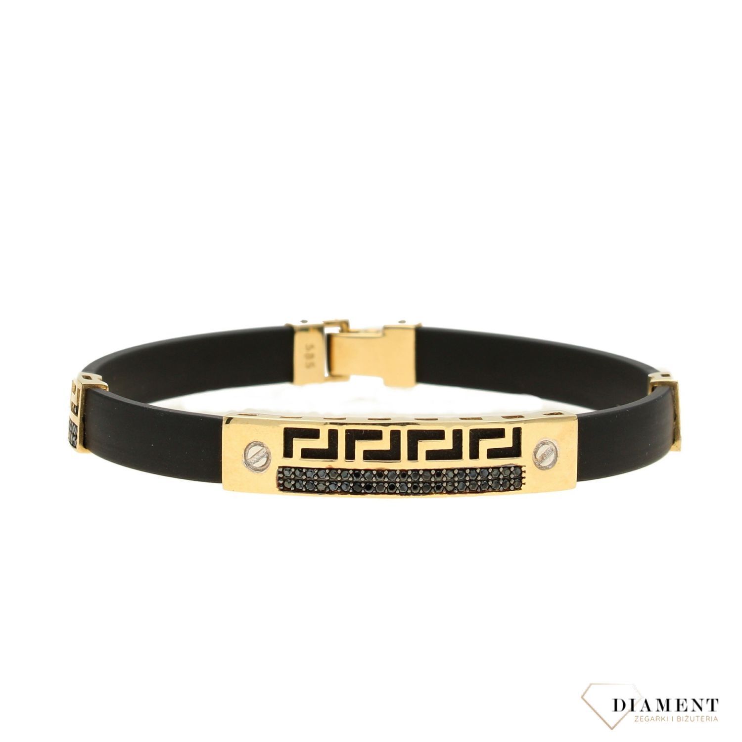 Złota bransoletka męska droga grecka 585 kauczuk DIA-BRA-1337-585. Złote Bransoletki męskie w Sklepie z Biżuterią zegarki-diament.pl to idealny pomysł na prezent dla wyjątkowych mężczyzn. ,.jpg