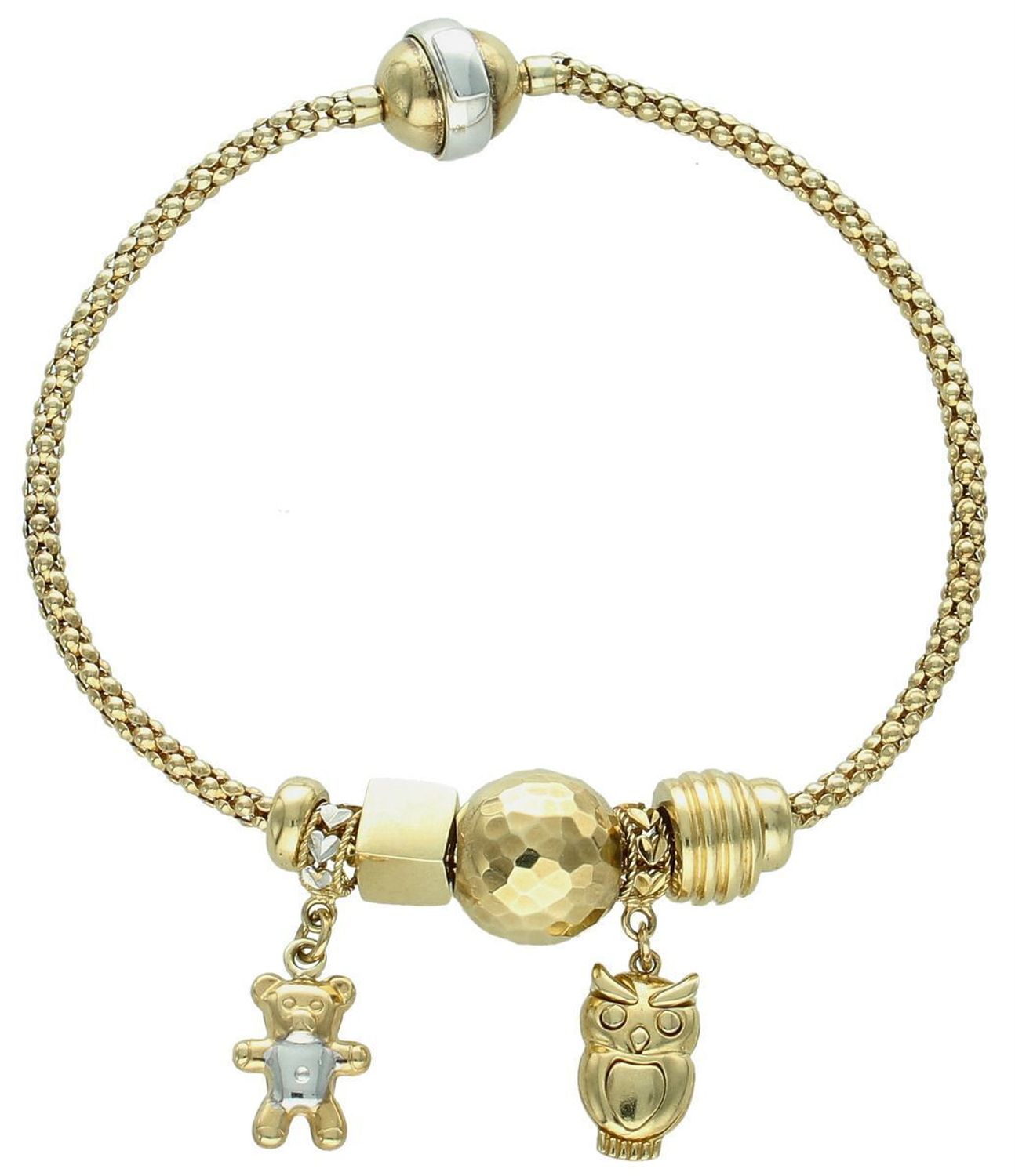 Złota bransoletka damska 333 Modułowa z zawieszkami. Wykonana z wysokiej jakości złota, bransoletka posiada kilka uroczych zawieszek, które nadają jej indywidualny charakter..jpg