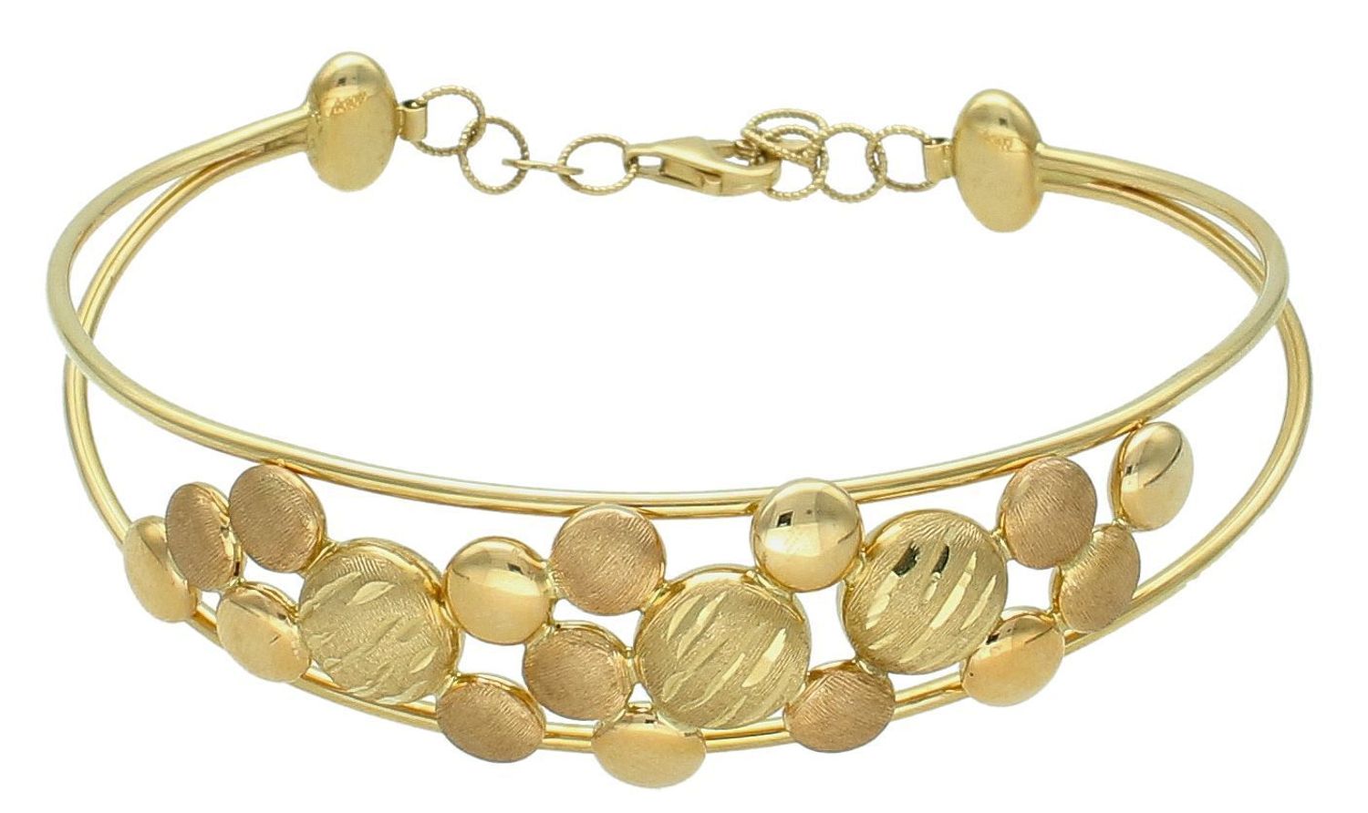 Bransoletka sztywna zdobiona kuleczkami pr 585, DIA-BRA-1342-585 Złota bransoletka wykonana z 14 karatowego żółtego złota. Bransoletka to idealny pomysł na prezent.1.jpg