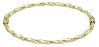 Bransoletka złota sztywna skręcona pr 585, DIA-BRA-1345-585 Złota bransoletka wykonana z 14 karatowego żółtego złota. Bransoletka to idealny pomysł na prezent. Złota bransoletka sztywna z modnym wzorem1.jpg