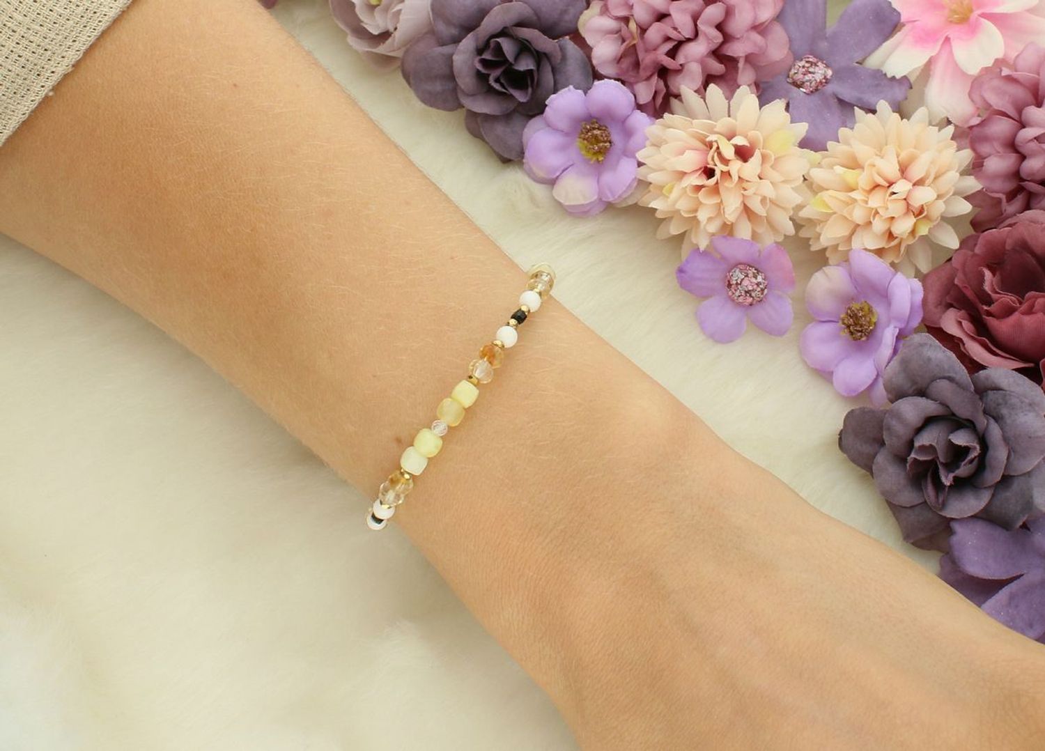 Bransoletka damska srebrna pozłacana z opalem, cytrynem, koralem i turmalinem  Kamienie naturalne  DIA-BRA-13516-925  Srebro 925.jpg