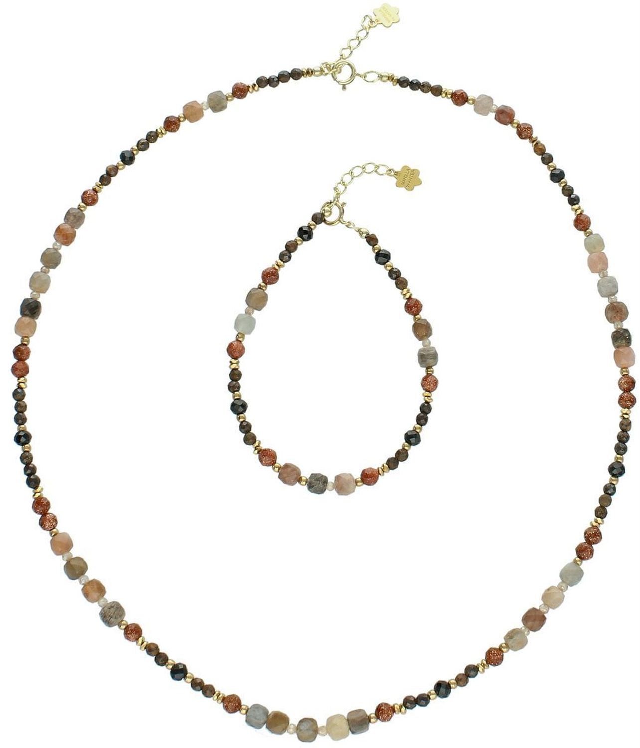 Bransoletka damska srebrna pozłacana z kamieniem słonecznym, opalem i piaskiem pustyni  Kamienie naturalne  DIA-BRA-13525-925  925.jpg