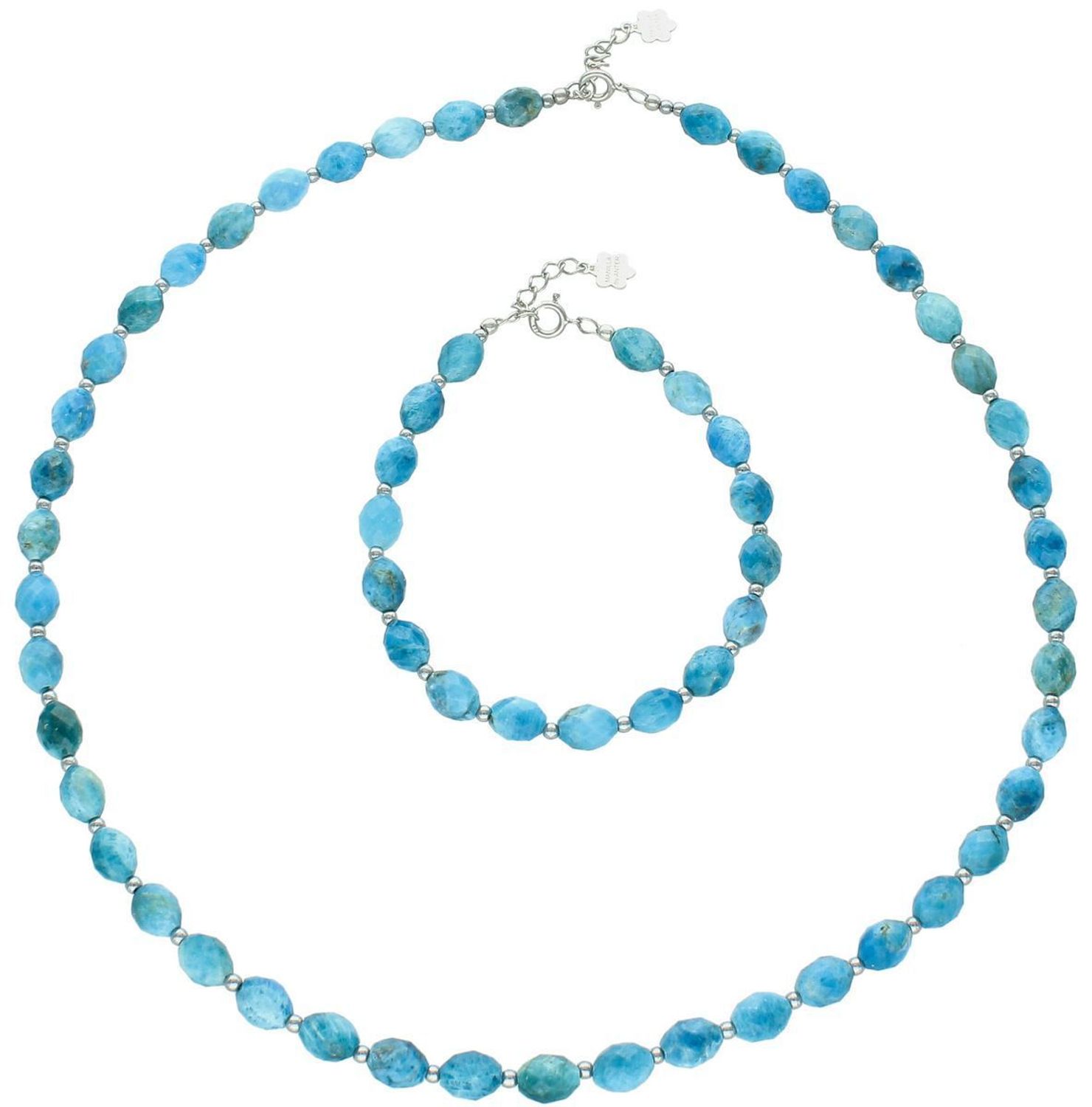 Bransoletka srebrna próby 925 z naturalnym apatytem i hematytem. Kamienie 6–8 mm. Długość 20 cm, zapięcie na karabińczyk. Elegancka i kobieca.1.jpg