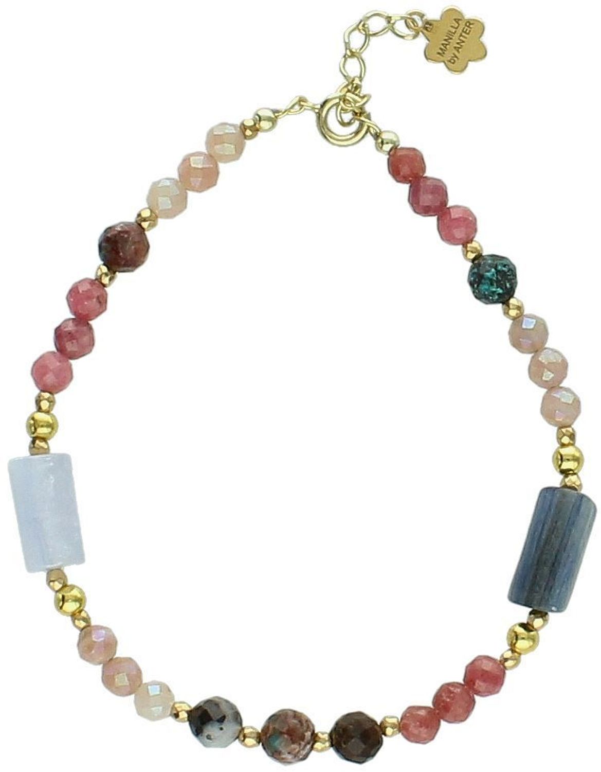 Bransoletka damska srebrna z kyanitem, chalcedonem i kamieniem słonecznym  Kamienie naturalne  Srebro 925  17 + 3 cm brans.jpg