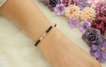 Pozłacana bransoletka damska ze srebra 925 z naturalnymi kamieniami turmalin, topaz, spinel i kryształ. Długość 17 + 2 cm, zapięcie na karabińczyk, kamienie 4 mm.3.jpg