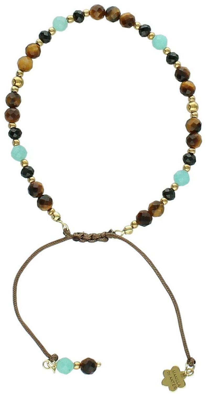 Bransoletka damska srebrna pozłacana z kamieniami – tygrysie oko, amazonit, turmalin  DIA-BRA-13537-925.jpg