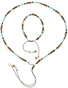 Bransoletka damska srebrna pozłacana z kamieniami – tygrysie oko, amazonit, turmalin  DIA-BRA-13537-925,,.jpg