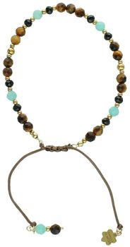 Bransoletka damska srebrna pozłacana z kamieniami – tygrysie oko, amazonit, turmalin  DIA-BRA-13537-925.jpg