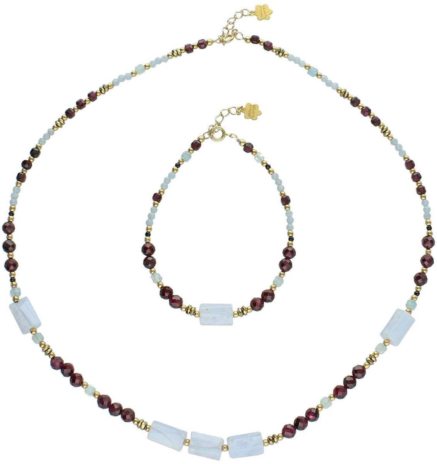 Bransoletka damska srebrna z chalcedonem, granatem i akwamarynem  Kamienie naturalne  DIA-BRA-13538-925  925.jpg